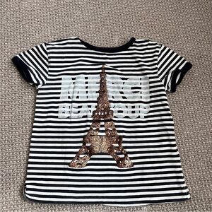🍭6/$30 Crewcuts merci beaucoup Eiffel Tower Paris striped short sleeve tee - 2